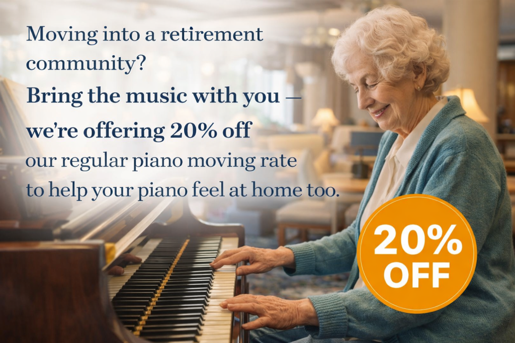 20 percent off regular piano moving service