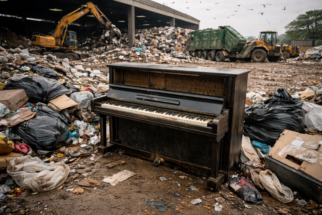 piano at the dump station